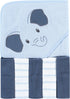 Hudson Baby Unisex Baby Hooded Towel and Five Washcloths, Blue Elephant, One