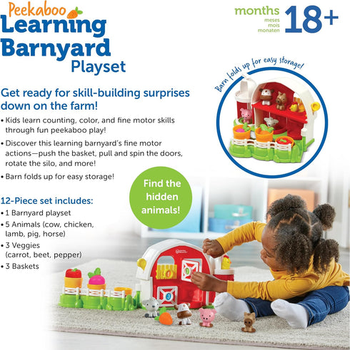 Learning Resources Peekaboo Learning Barnyard Playset, Toddler Learning Toys for Boys and Girls Ages 18+ Months