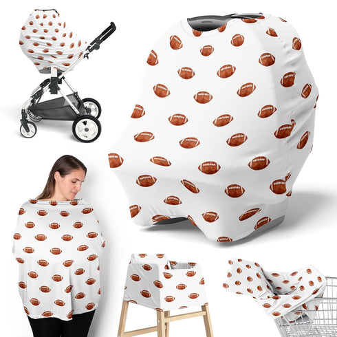Sweet Jojo Designs Brown White Football Boy Infant Baby Car Seat Cover