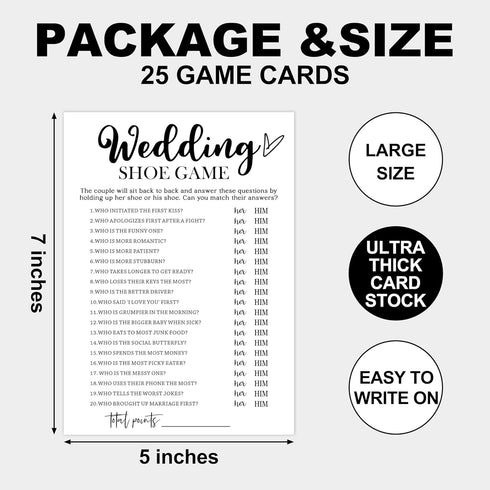 White Theme Bridal Shower Games 25 Guests, Wedding Shoe Game Bridal Games, Wedding Advice Cards, Wedding Games for Reception, Bride Groom Wedding Bachelorette Engagement Party Supplies-A04