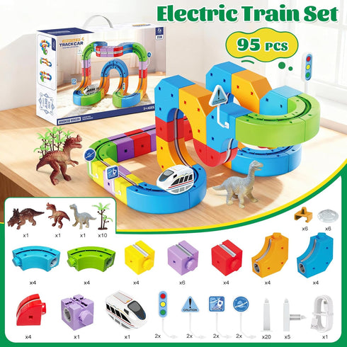 Set 3D 3 4 5 6 7 8 (95PCS) Electric Train for Kids,Infinity Racer Train,Educational STEM Learning Toy,Anti-Gravity