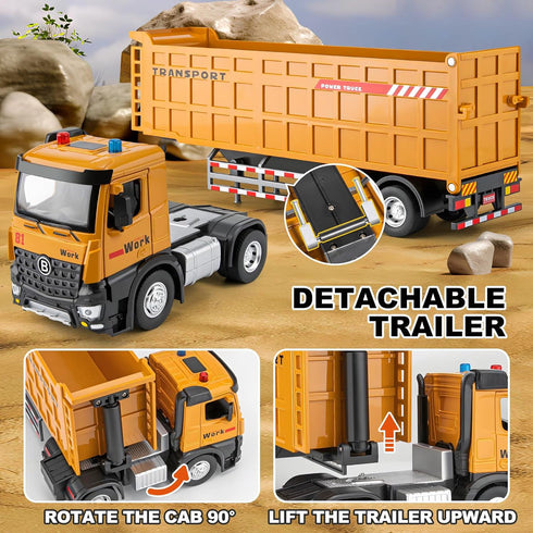 3 4 5 6 7 3 16.5" HAPYAD Dump Truck Toy for Years Old Boys, Large Semi Truck with Metal Cab, Lights and Sounds
