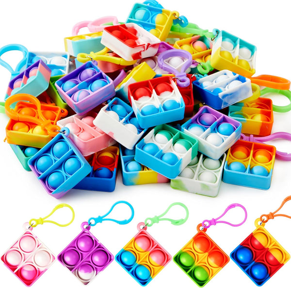 JOYIN Square Pop Fidget Keychain 30 Pack Pop Fidget Toys Bulk Party
