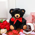 Black Bear Plush Stuffed Animal Black Bear with Rose Funny Cute Black Stuffed Animal Plush Gifts for Kids Toddler Girlfriend Mother's Day Birthday Christmas Valentine's Day,11.8 Inches