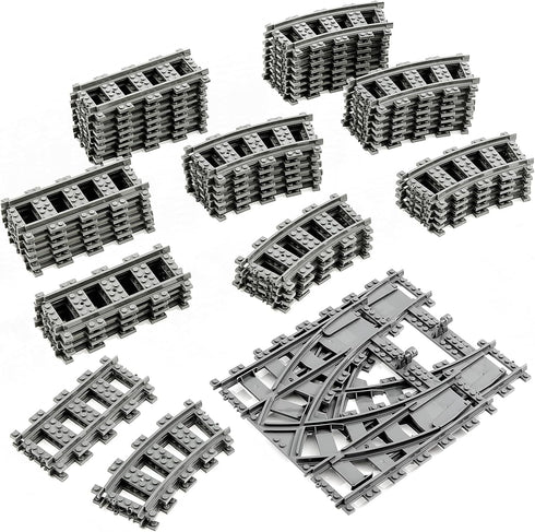 MANNIDOO Classic City Train Tracks, 54 Pieces Railroad Track with 32 Curved,