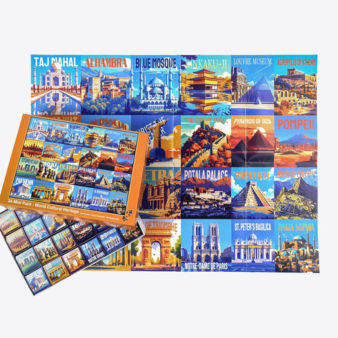 24 Pack 1000 Pack 27.5 19.7 rokt&razo, World Heritage, Mini Jigsaw Puzzles, Pieces Daily Challenge with Reference