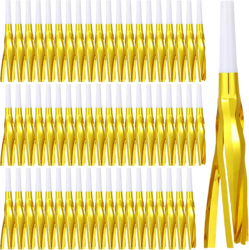 LCPQMZGH 60 Pcs Gold Noise Makers, Metallic Fringed Noise Makers for New Year