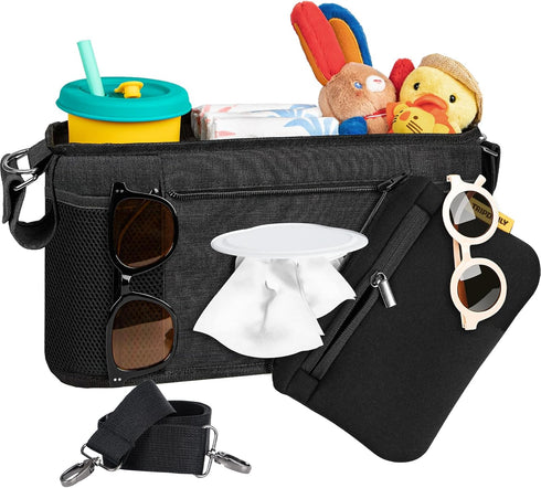 Parent Console Fits for Wonderfold W2&X2, Wagon Stroller Organizer with 2 Insulated
