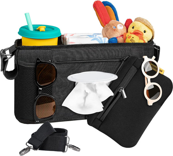Parent Console Fits for Wonderfold W2&X2, Wagon Stroller Organizer with 2 Insulated