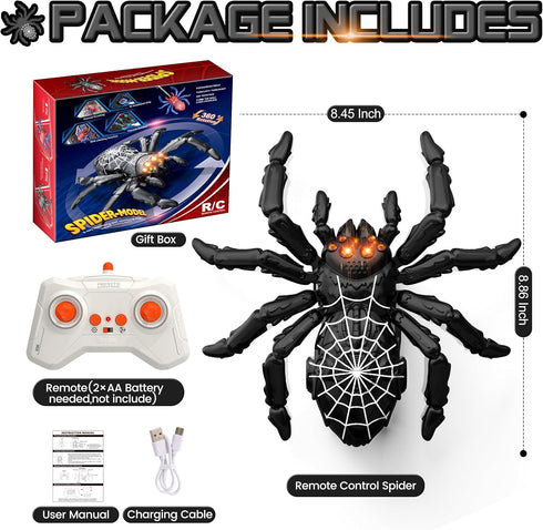Walls&Ceilings|360Stunts, 2.4GHz 3-12 Wall Climbing Remote Control Spider Robot Toys, Climbs Remote|Gifts for Kids Year