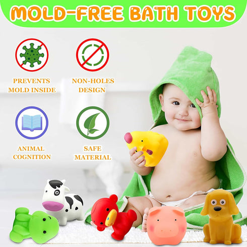 Bathtub Toys for Toddlers 1-3, Mold Free No Hole Baby Bath Toys for Age 1-6, Shower Gifts