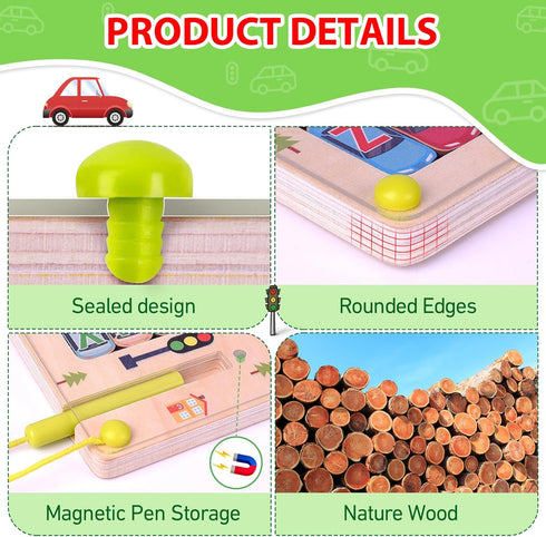 Wooden Magnetic Alphabet Maze Letter Puzzle, Montessori Fine Motor Skills Toys for Kids Age 3-5, Learning Gift