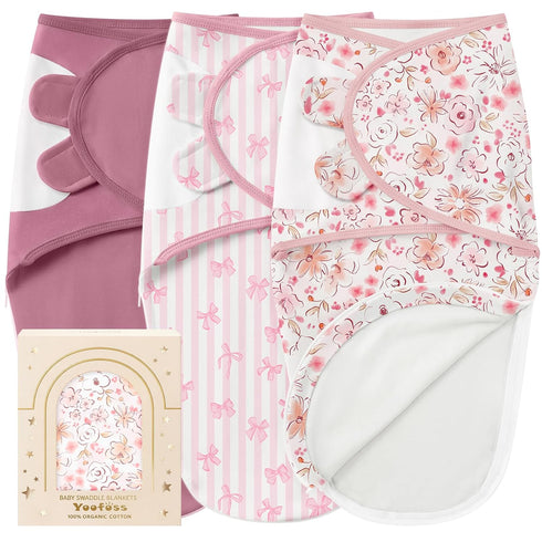 Yoofoss Baby Swaddles for Newborns 100% Organic Cotton, Adjustable Swaddle 0-3 Months