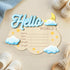 Yezirzax 6.1 4.72 Inch Baby Announcement Sign, Cloud Shape Wooden Hello World Newborn Sign, Personalized Birth