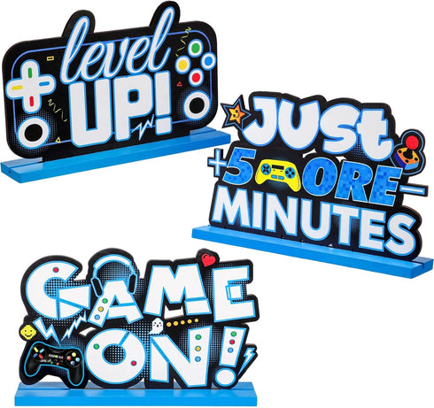Frienda Video Game Party Centerpiece Table Level Up Birthday Decorations - Pixelated Table Sign for Boys Kids