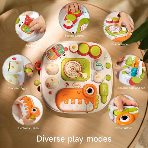 eJog Pup Baby Activity Table Learning & Fun, Baby DJ Table for Sitting Play, Keyboard Musical Toy and Detachable Red