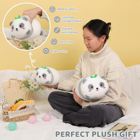 AIXINI 15.7” Cute Panda Plush Pillow, Bamboo Stuffed Animal, Soft Kawaii Toy Gifts for Kids