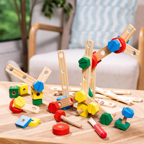 Melissa & Doug Wooden Construction Building Set in a Box, 48 Pcs