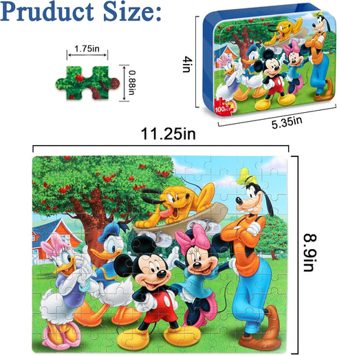 Puzzles for Kids Ages 4-8 100 Pieces - Educational Learning Jigsaw Puzzles in Metal Box for Boys and Girls