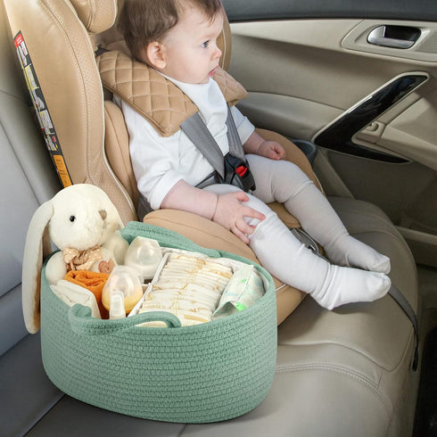Maliton Diaper Caddy Organizer for Baby, Portable Diaper Storage Organizer for Changing Table and Car, Cotton Rope