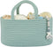 Portable Diaper Caddy Organizer for Baby, Cotton Rope Nursery Storage Bin, Light Green Tote Bag for Changing Table