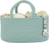 Portable Diaper Caddy Organizer for Baby, Cotton Rope Nursery Storage Bin, Light Green Tote Bag for Changing Table