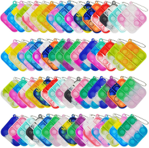 60 Pcs Mini Pop Bubble Fidget Toys, Small Silicone Pop Keychain Bulk for Classroom Prizes, Goodie Bag Stuffers Gifts