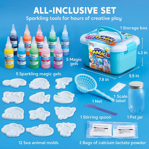10 12 Klever Kits Water Gel Kit, Magic Fairy Water Gel Toy Kit with Gels, Molds, Preserving Bottle for Presents, Party