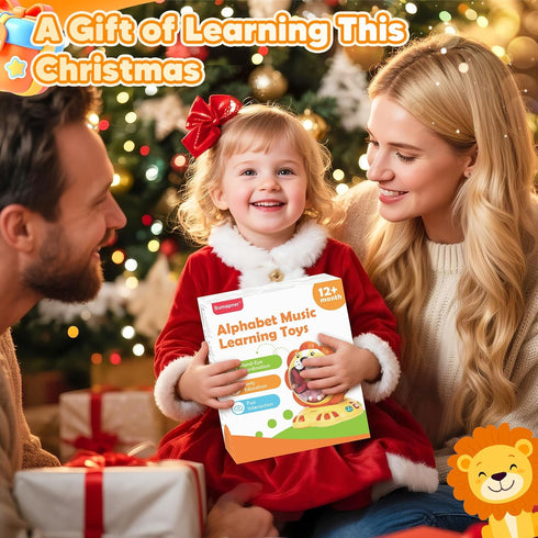 1-2 Alphabet Learning Toys for Toddlers Year Old, Lion Spin and Sing ABC Letter Interactive Toys with Lights Sound