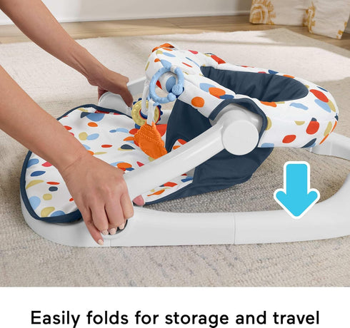 Fisher-Price Portable Baby Chair, Darling Dots Sit-Me-Up Floor Seat with BPA-Free Teether & Clacker Newborn