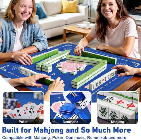 Kabeyoe 31.5''x31.5'' American Mahjong Mat with Rules, Non-Slip Waterproof Mahjong Table Mat, Noise-Reducing Mahjong