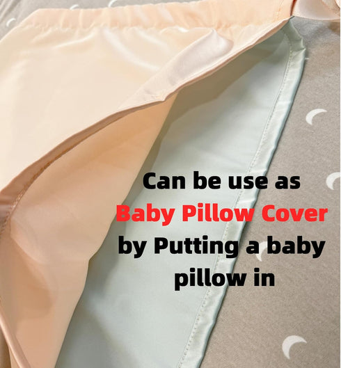 AKISS Set Reversible Satin Crib Sheet and Pillow Cover for Babies - Champagne & Mint