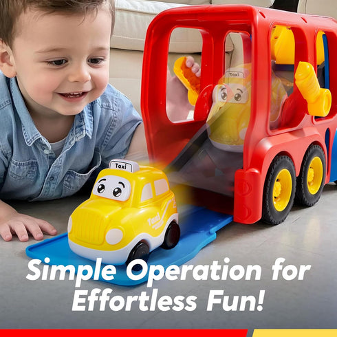 2-4, 2 3 4 5 4 Pack Vroomix JOVA Toddler Truck Toys for Age Carrier Transport Trucks for Kids Year Old Boy, Car Toys