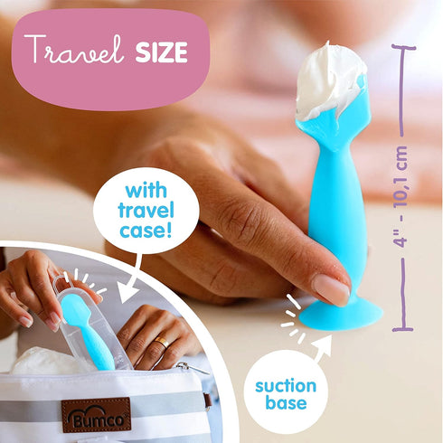 Bumco Mini Baby Diaper Cream Spatula with Case - BPA-Free Silicone Diaper Spatula with Suction Cup, Wipe-Clean Baby