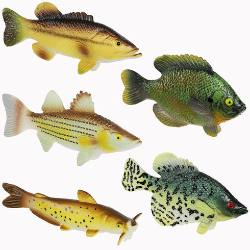 American Angler Collection Toy Fish Set with Collector Case, Miniature Figurine Fish by Toy Fish Factory
