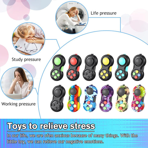 12 Packs Civaner Pcs Fidgets Controller Toys Fidgets Clicker Pad Toys Game Retro Classic Handheld Fun Pad Sensory