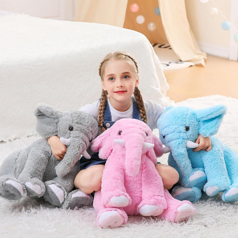Elephant Weighted Stuffed Animals, 5 lbs 16 inches Pink, Large Cuddly Pillow Gift for Kids & Adults