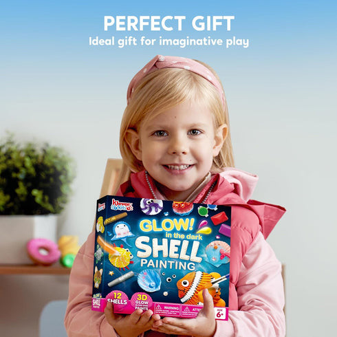 12 Kids Sea Shell Painting Kit-Glow in The Dark, Arts & Crafts for Boys and Girls Ages 6-12, Creative Art Toys