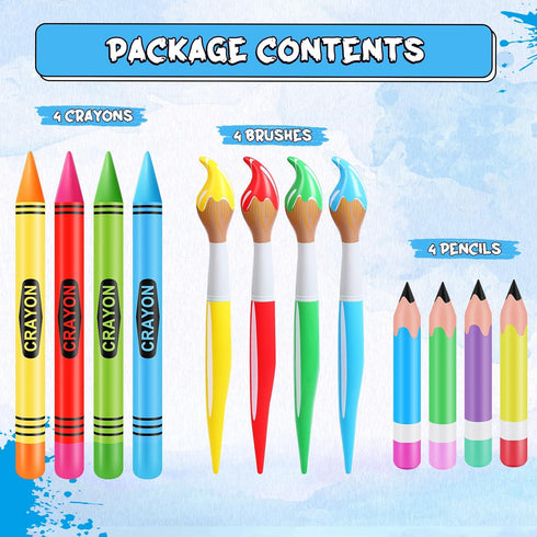 12 Set 12 Pcs Inflatable Crayons Balloons Giant Crayons Jumbo Pencils Large Paint Brush Hanging Classroom Decor for Art