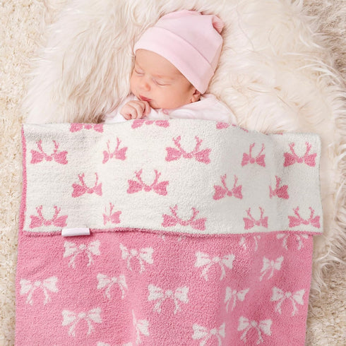 30 40 Inch SmoothNovelty Pink Bow Baby Throw Blanket Cute Dual Side Microfiber Newborn Girl Swaddle Blanket x Coquette