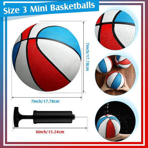 8 Pack 7 Inch Mini Rubber Basketballs Set with Air Pump, Junior Size 3 for Indoor Outdoor Games