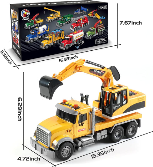 3 4 5 6 Dwi Dowellin Large Excavator Truck Toy for Year Old Boys,Truck Toy with Sound and Light