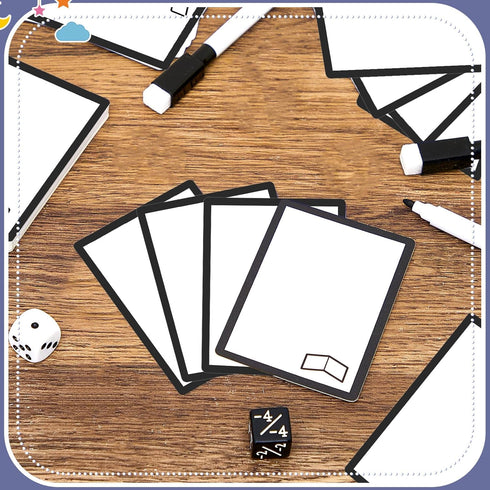 Teling 50 Pcs Reusable Dry Erase Cards - Blank Playing Cards with 5 Black Marker Pens for DIY Games, School & Office