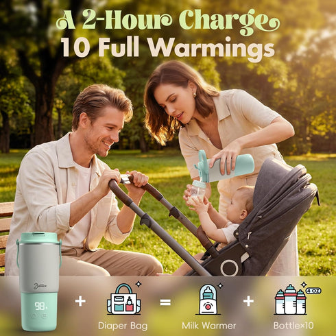 120W 18000mAh 316 Portable Bottle Warmer with Fast Heating, Portable Milk Warmer for On-the-Go Use, Rechargeable