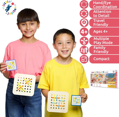 Race To Lace - Perfect Travel Game for Kids & Adults - Great Car & Airplane Games for 4+ Years
