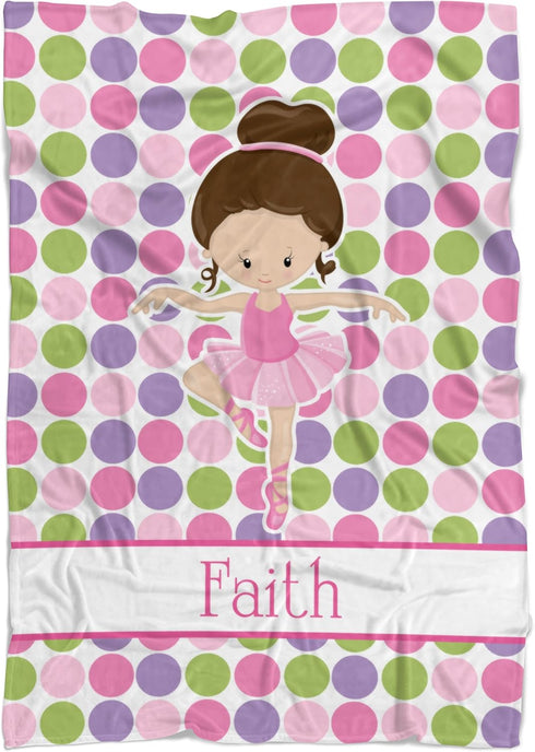 Ballet Blanket - Pink Dot Ballerina Personalized Name Blanket