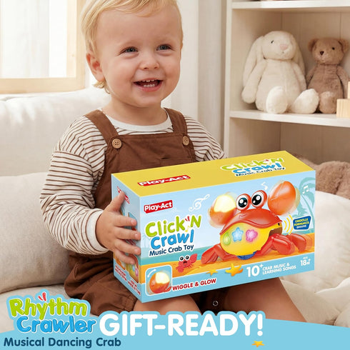 Play-Act Tummy JOVA Crawling Crab Baby Toy, Interactive Musical Crab with Intelligent Sensor & Auto-Avoiding Obstacles