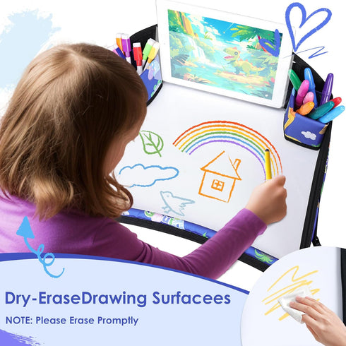 Kids Travel Tray for Airplane - Toddler Car Seat Table Tray, Road Trip Essentials for Boys & Girls, Carseat Lap Desk