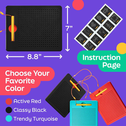 Magnetic Drawing Board for Toddlers & Kids - Toddler Doodle & Sketch Toys, Includes Magnet Stylus Pen and Beads for