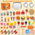 Set Juboury Pretend Play Food for Toddlers, Cutting Toy Food with Storage Bag, Stainless Steel Tray and Plates, Food